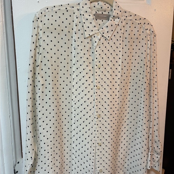 Everlane Tops - Everlane White and Black Polka Dot Blouse